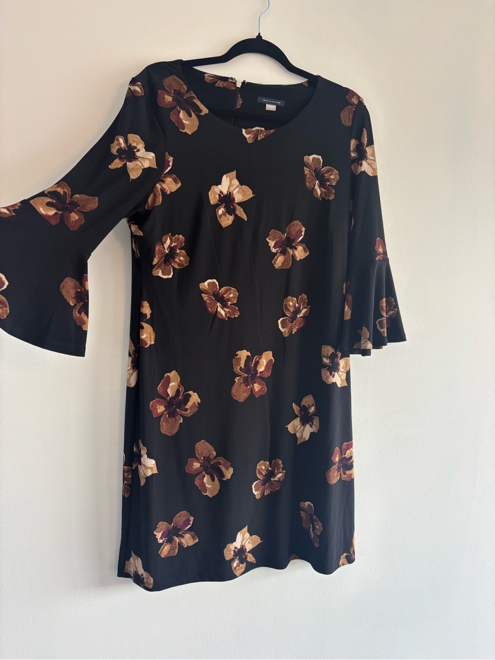 Tommy Hilfiger Black Floral Bell-Sleeve Mini Dress